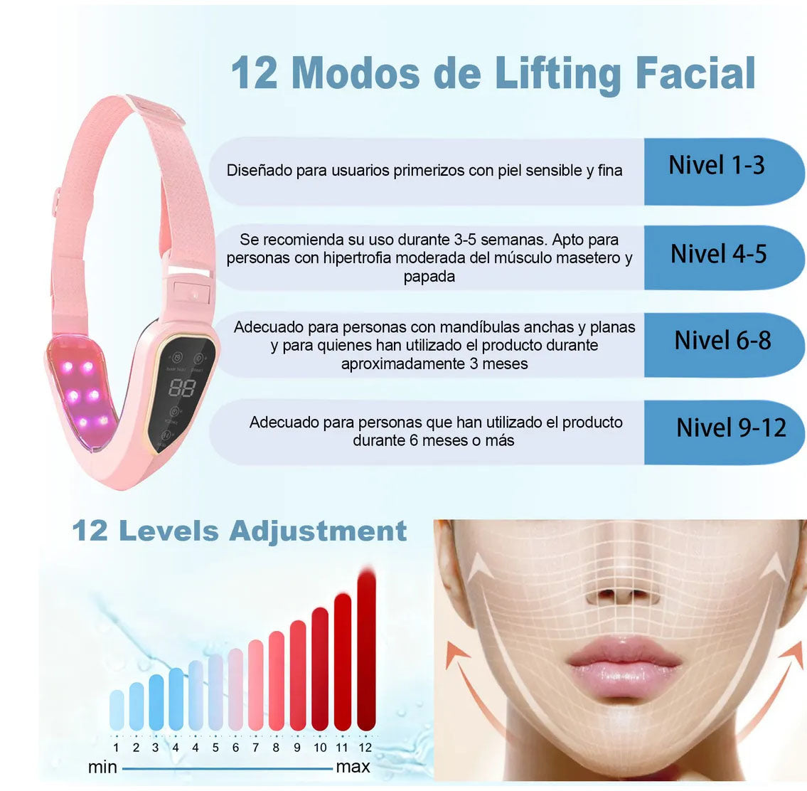 Masajeador/reductor papada Facial Lifting V-LineLED