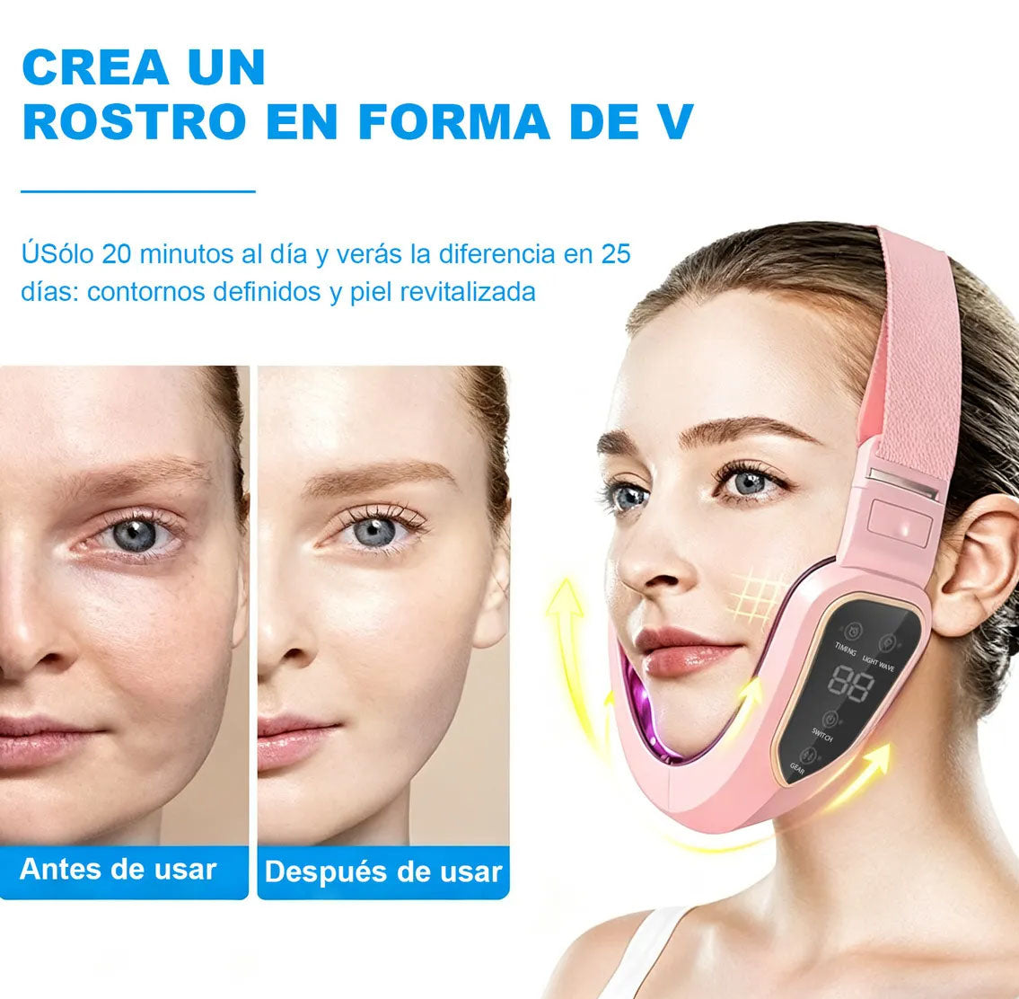 Masajeador/reductor papada Facial Lifting V-LineLED